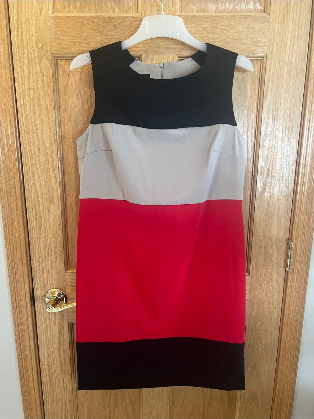 AGB Colorblock Sheath Dress in Black, Gray & Red